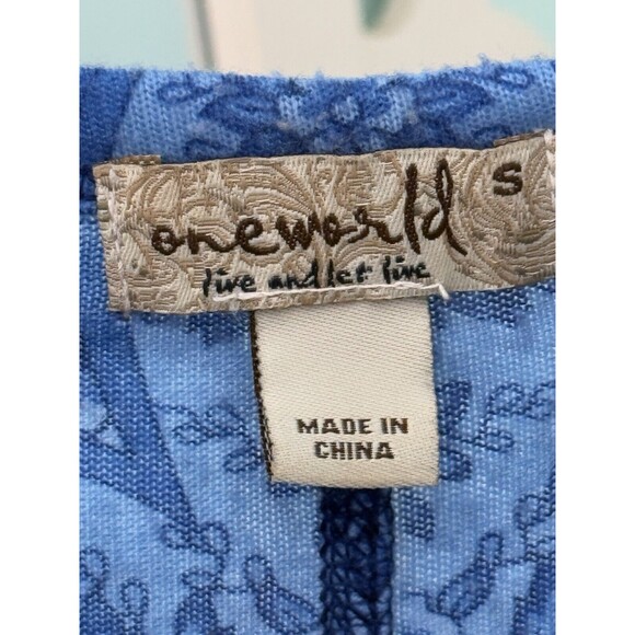 ONE WORLD LIVE AND LET LIVE MULTI EMBELLISHED V NECK TOP TUNIC SZ S Artsy - Picture 3 of 7